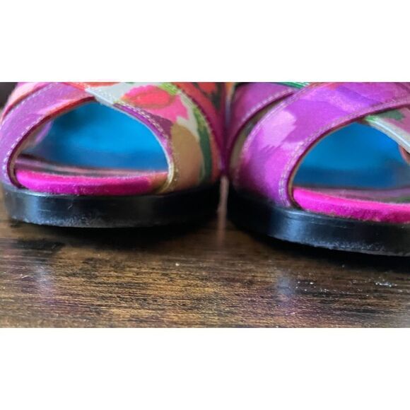 RARE-Balenciaga Printed Satin  Slingback Sandals Size 37/7 Excellent - Picture 9 of 13